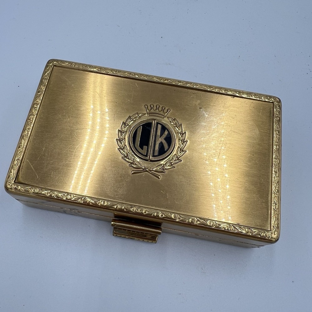 Vintage‎ Compact Powder W Original Paper And Pad Elgin American Etched Design
